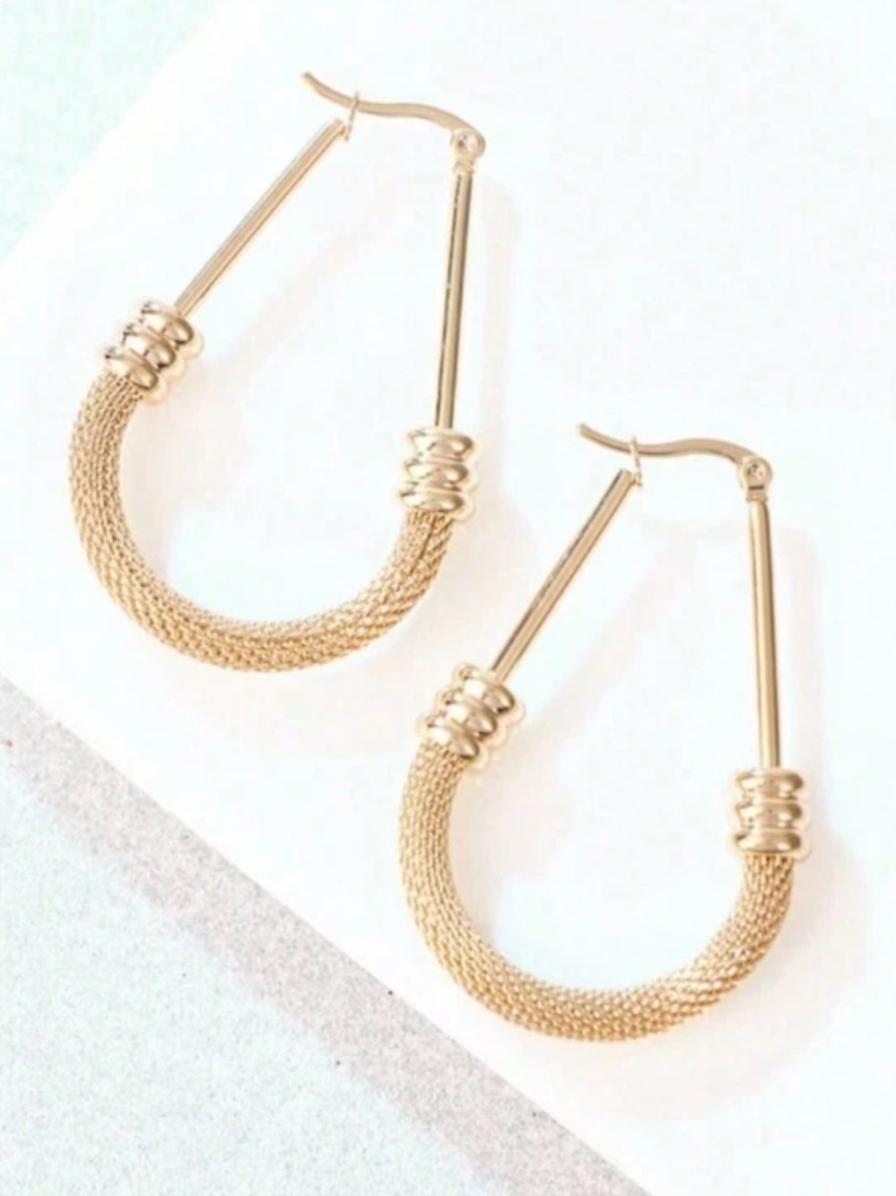 Gold Textured U-Hoop Earrings